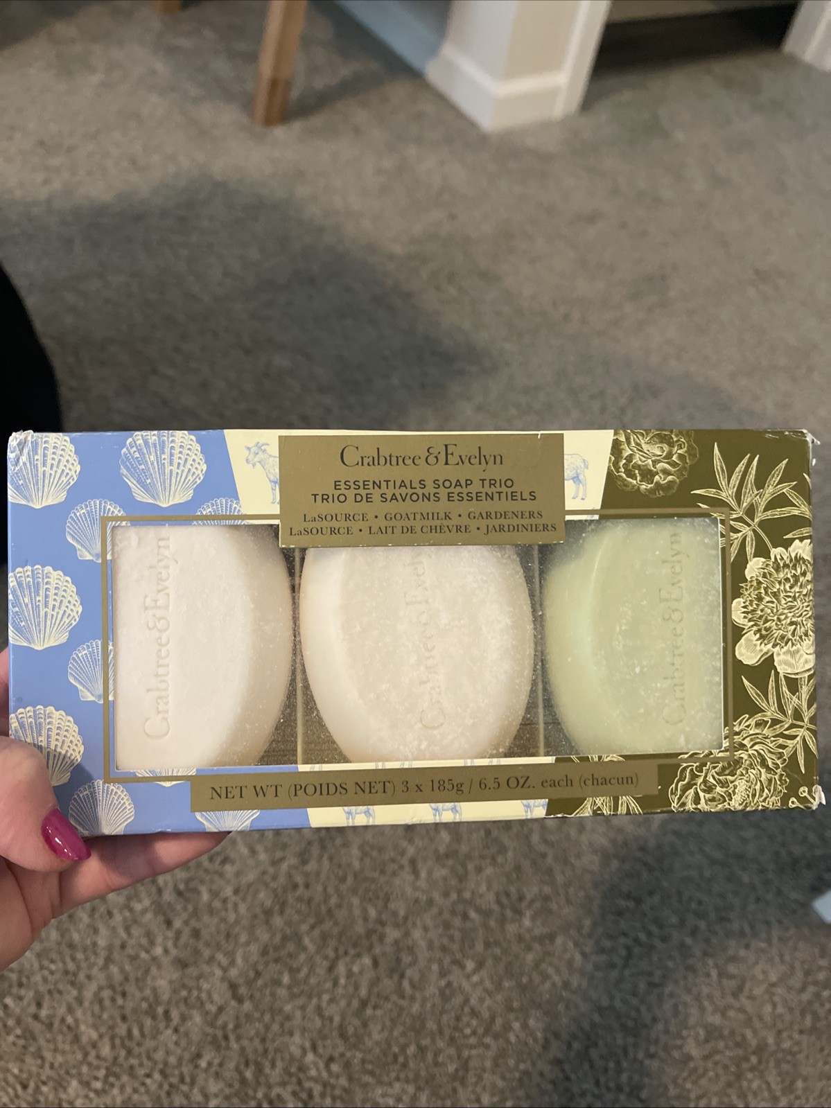 Crabtree & Evelyn Gardener LaSource Goatmilk Essentials Soap Trio Gift Box Large