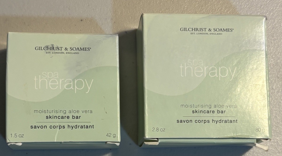 New Gilchrist & Soames Spa Therapy Moisturising Bar, Aloe Vera 2.8 oz & 1.5 oz