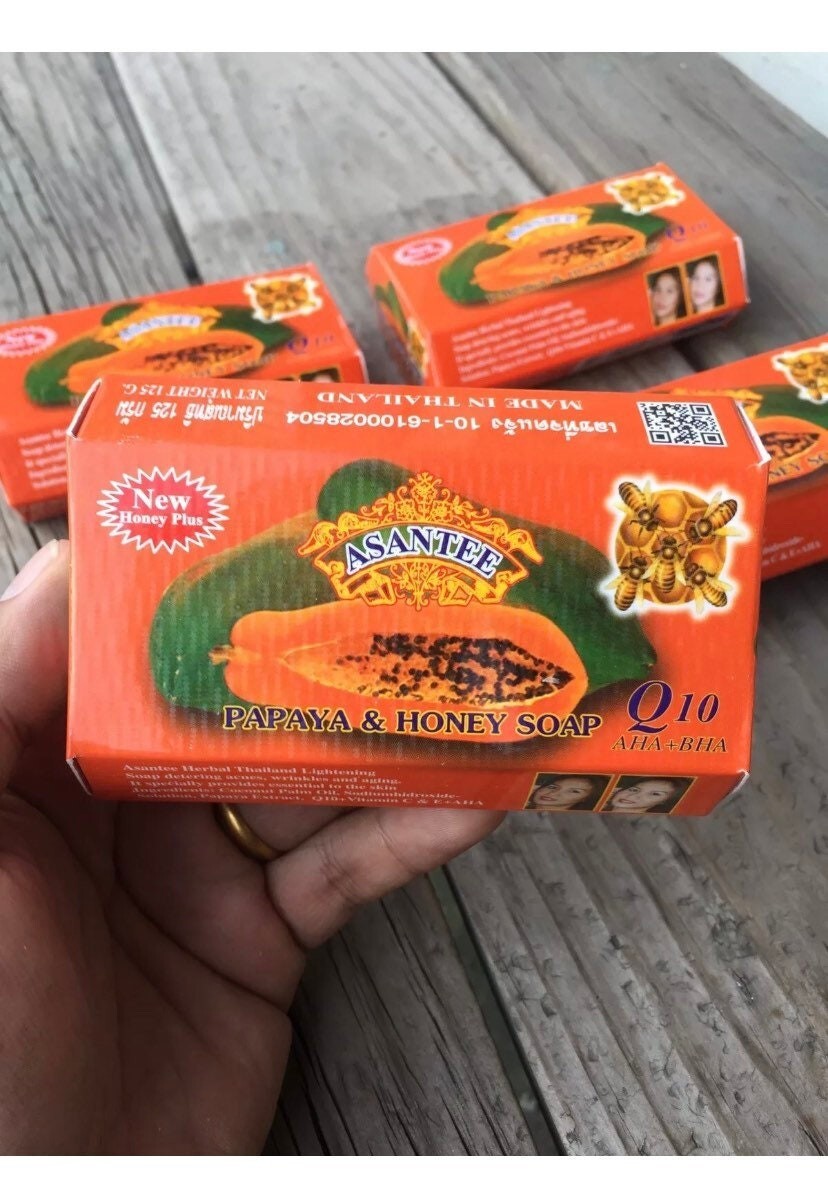 6 x 125g Soap Papaya & Honey Asantee Face & body Herbal Soap Whitening Anti Acne