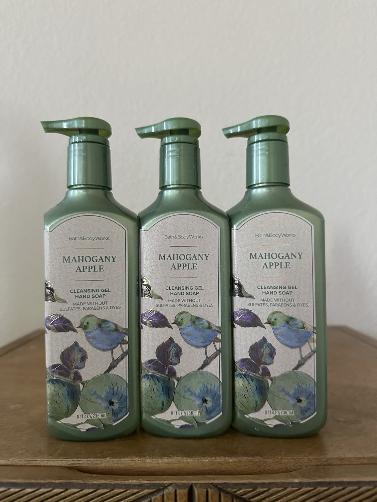 X3 Bath & Body Works MAHOGANY APPLE Cleansing Gel Hand Soap 8.0 oz NEW