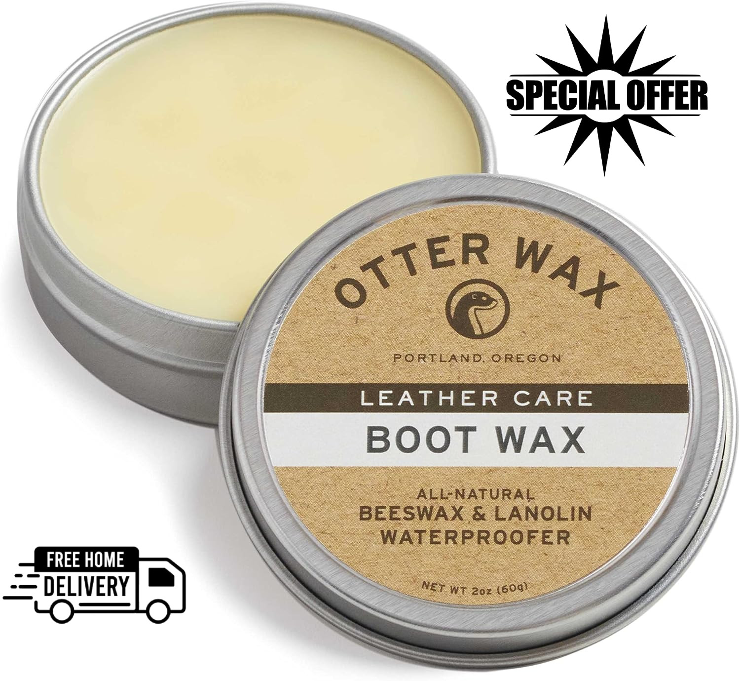 Otter Wax Boot Wax | 2oz | All-Natural Leather Waterproofer | Made in USA