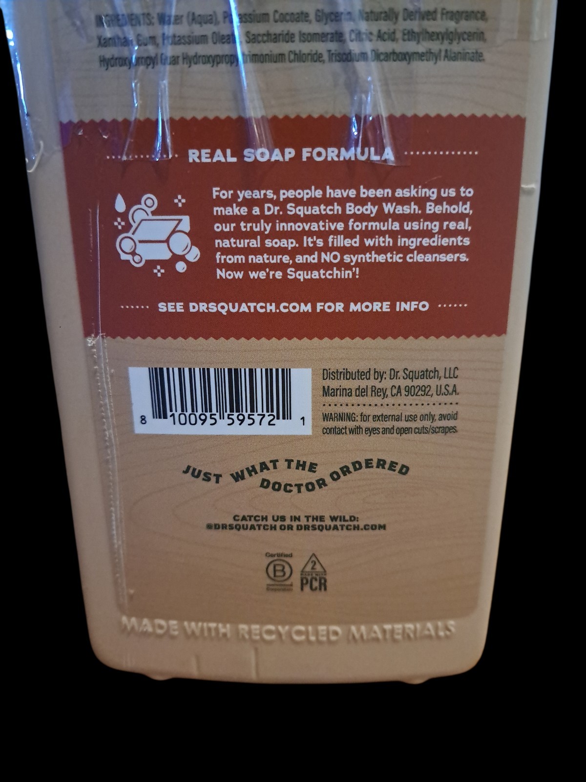 Dr. Squatch Men’s Natural Body Wash – Wood Barrel Bourbon, 14 oz