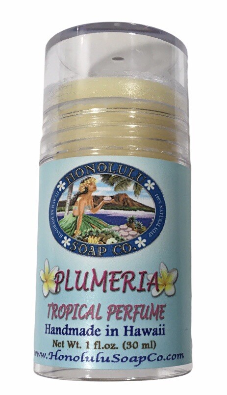Honolulu Soap Company – PLUMERIA Solid Perfume – 1oz Push Tube Made in the USA