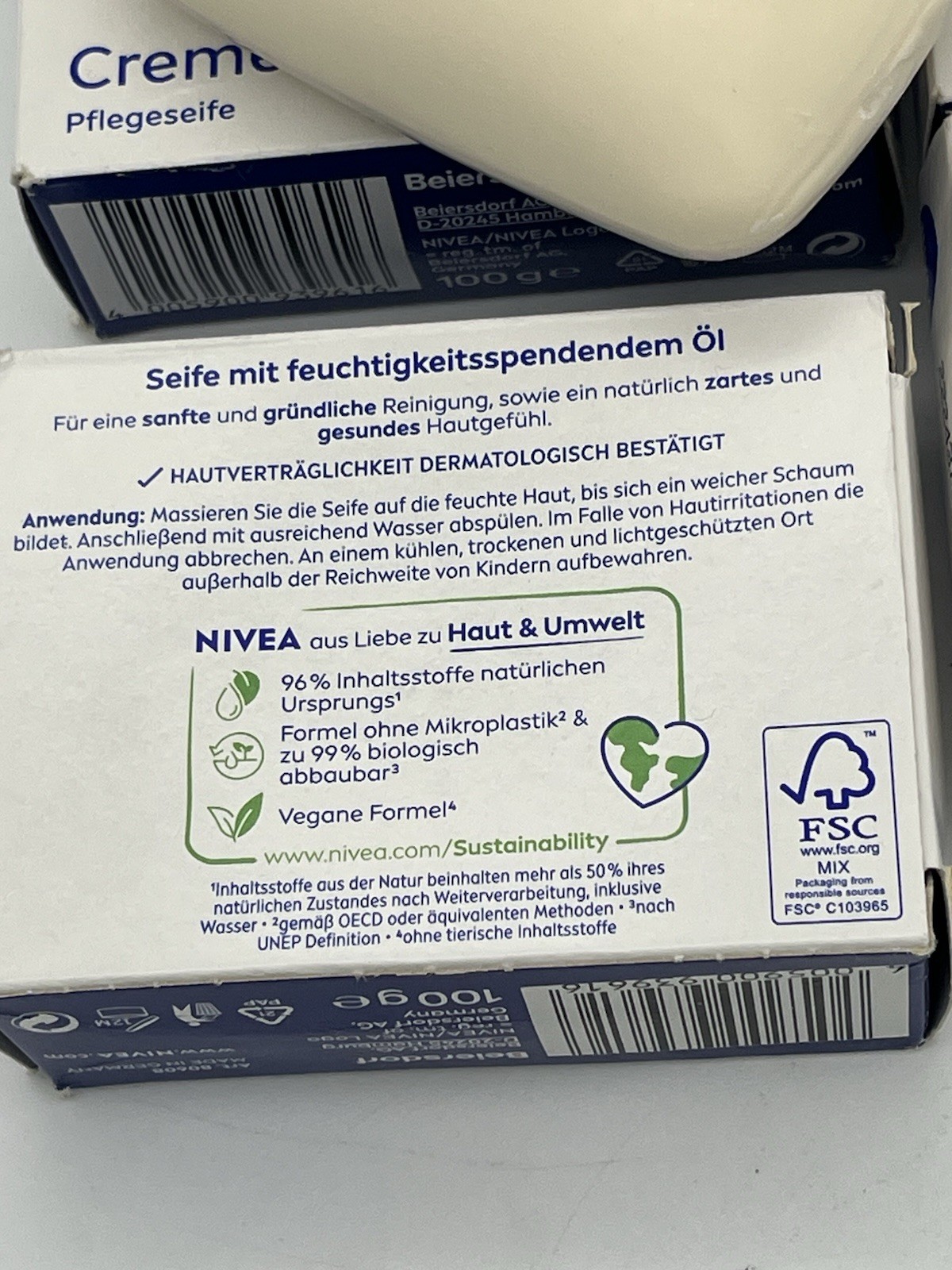 Nivea Creme Soft Care Bar Body Soap 100g Lot of 7