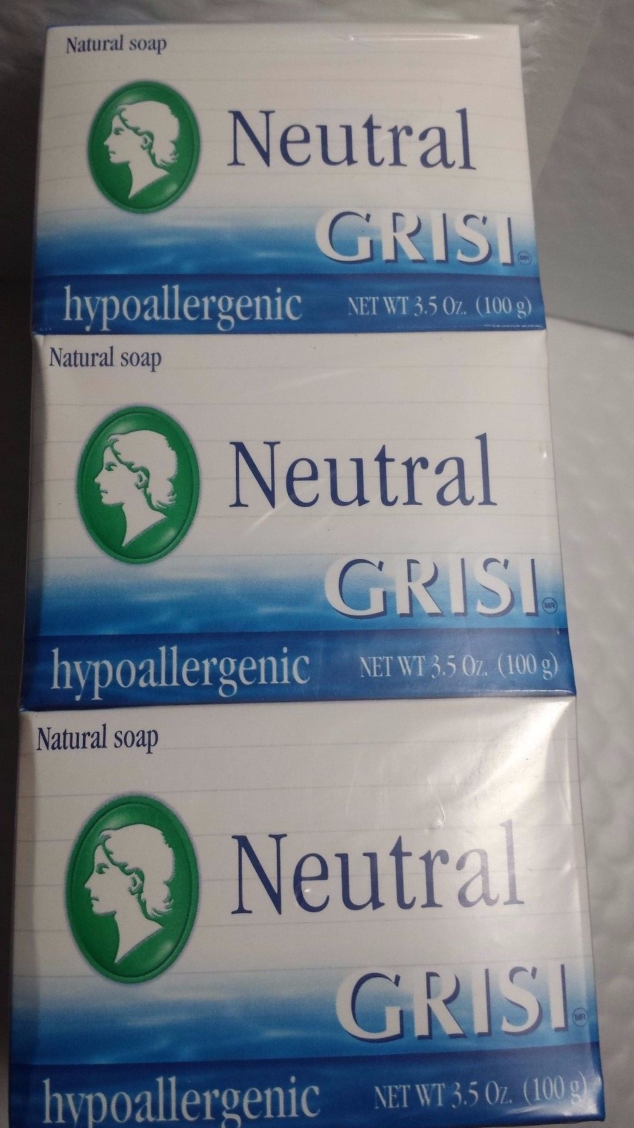 12 NATURAL SOAP NEUTRAL GRISI HYPOALLERGENIC NET WT 3.5 OZ EACH JABON NEUTRO