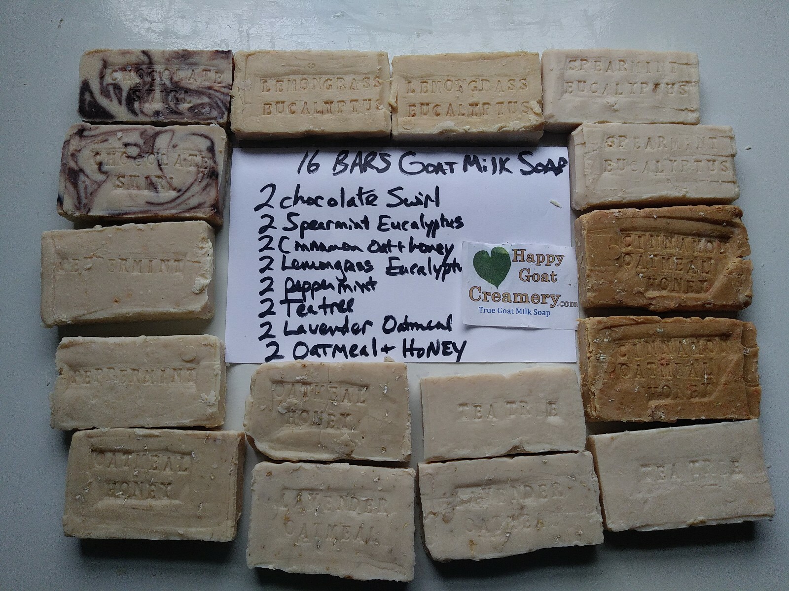 16 BARS VEGETABLE LYE RAW GOAT MILK SOAP HAPPY GOAT CREAMERY PURE ESSENTIAL OILS