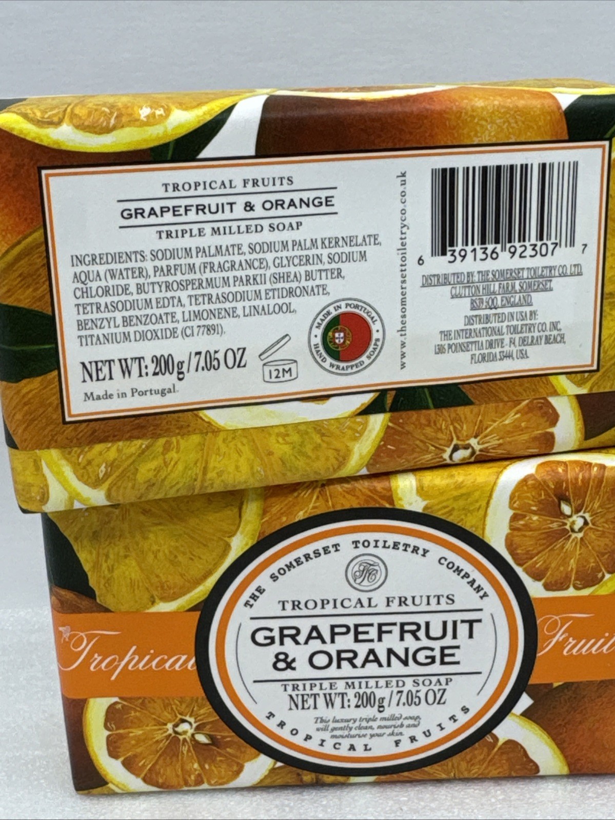 Lot 2 Somerset Toiletry Company GRAPEFRUIT & ORANGE Bar Soaps 7oz Tropical Fruit
