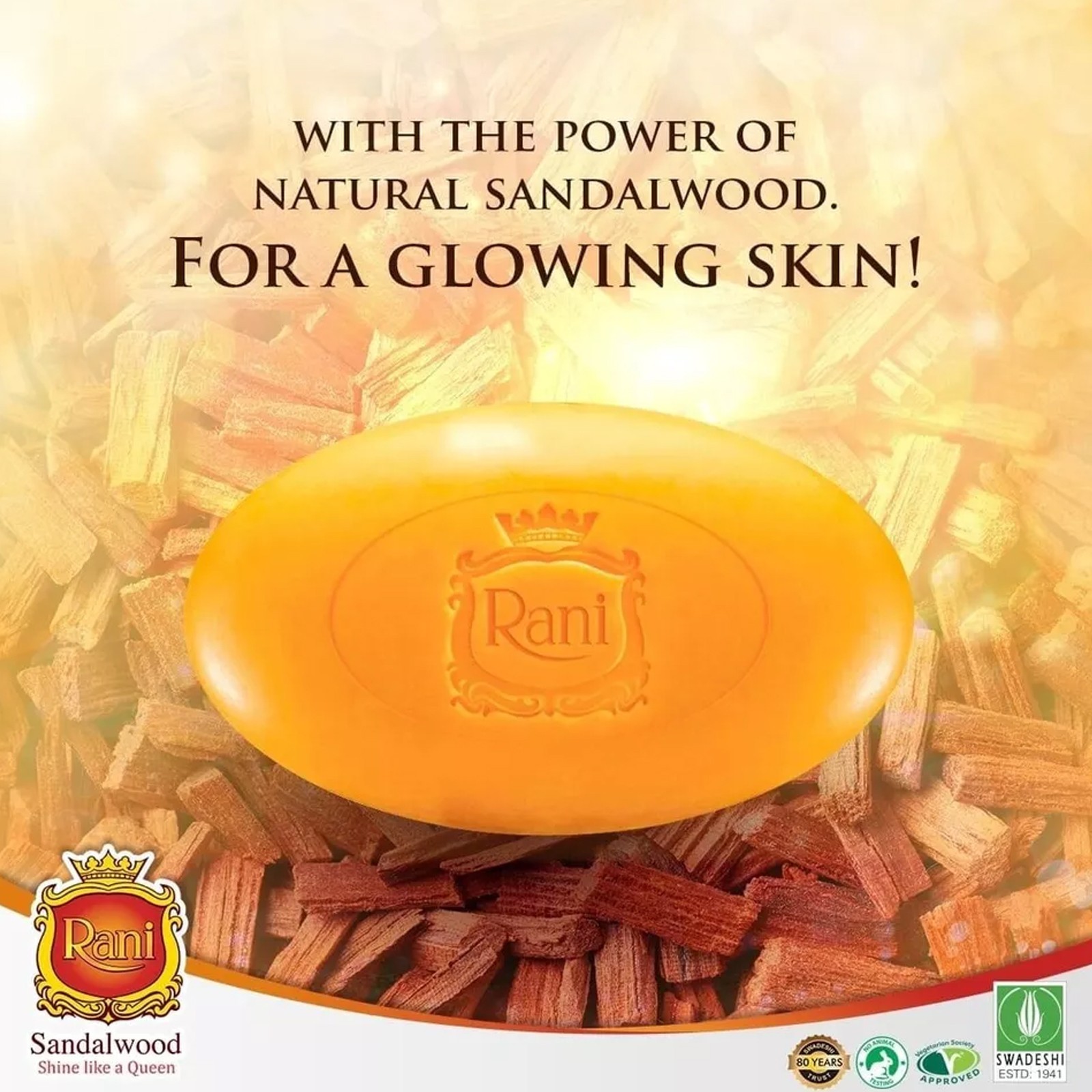Herbal Rani Sandalwood Soap treat acne dry skin dull & Ageing skin FREE SHIPPING