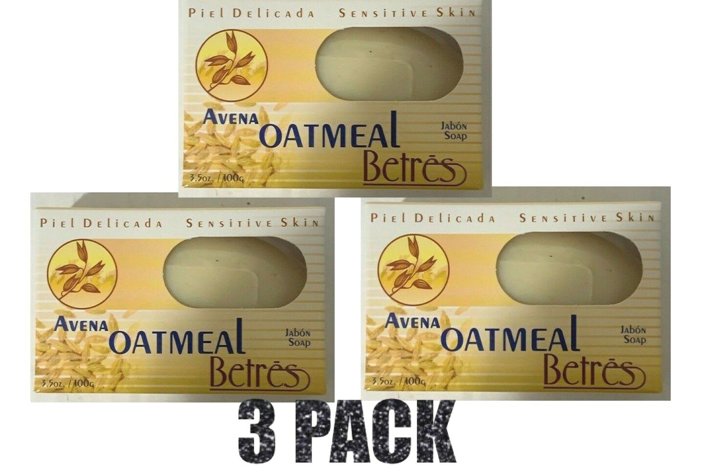 Avena Betres: Oatmeal Jabon Soap, 3.50 oz Cleansing Bar/3 Pack