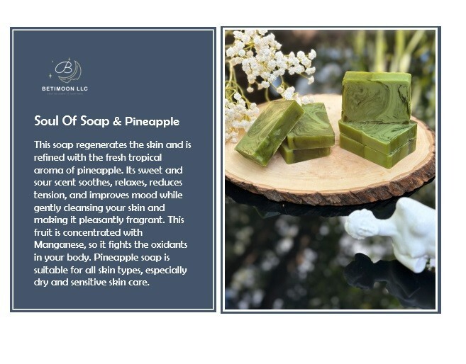 Pineapple & Handmade Soap Bars 100% Natural, Aromatherapy 4 Soaps Made in Latvia