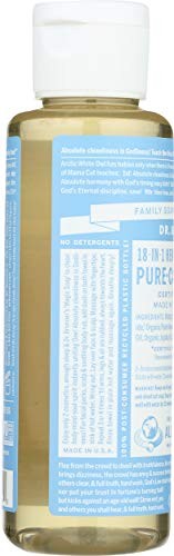 Dr Bronners Pure Castile Liquid Soap Baby Unscented 4 Fl Oz Organic Eco Friendly