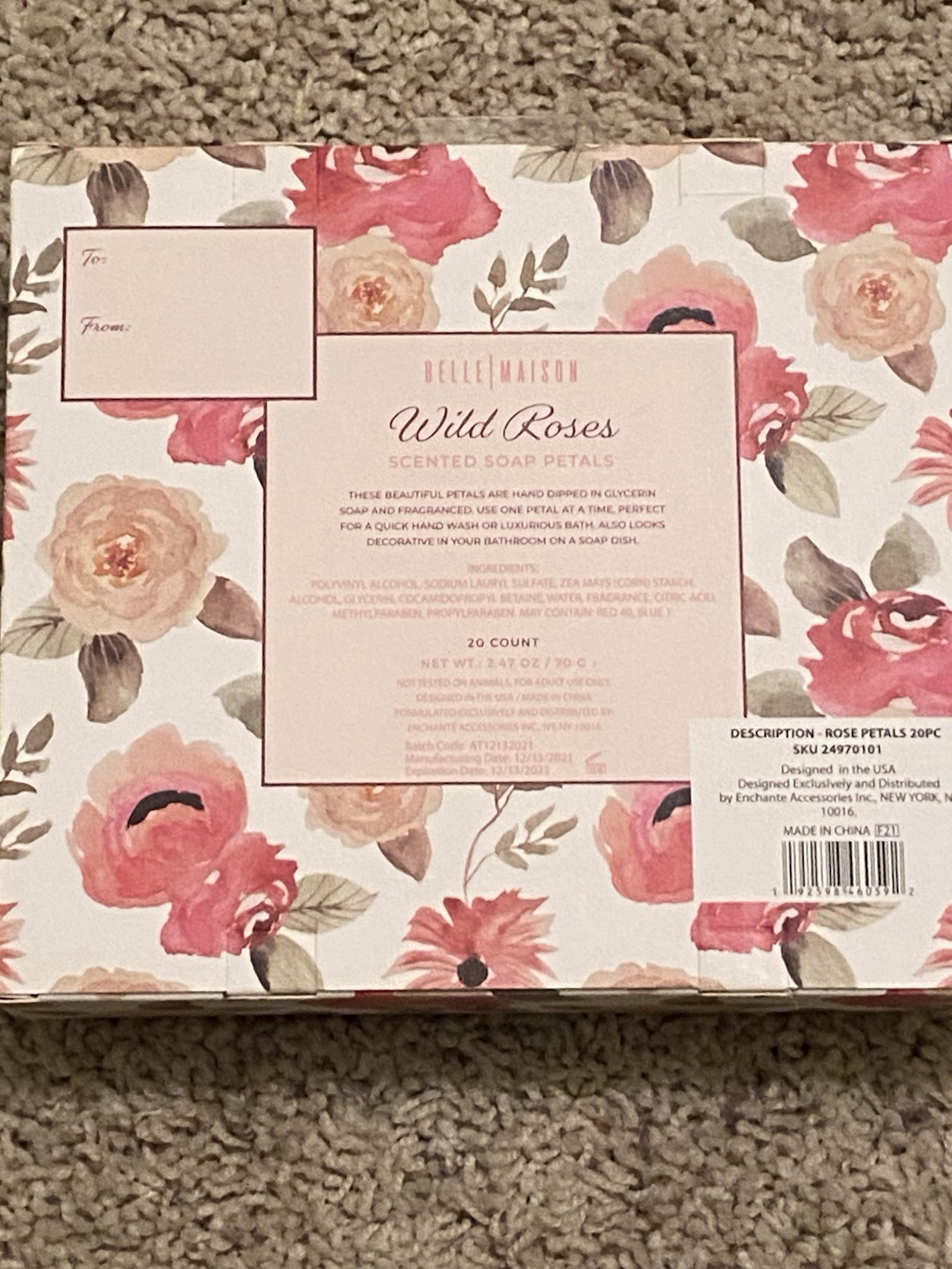 Belle Maison Wild Roses Set of 2 Scented Soap Petal Pretty Pink Rose Soap 20pc.