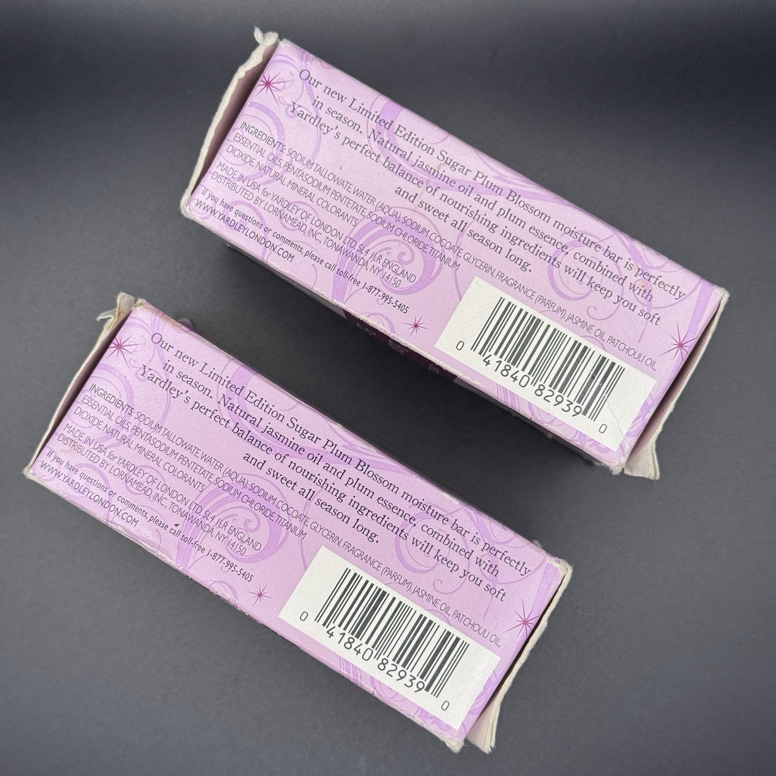 Yardley London Moisturizing Bath Bar Soap Limited LE Sugar Plum Blossom SET OF 2