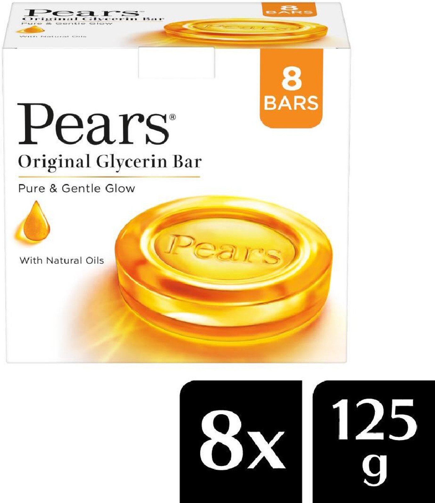 Bathing Soap Bar Pure Glycerin Glow Pears Original 125g 4.4 oz Pack of 8
