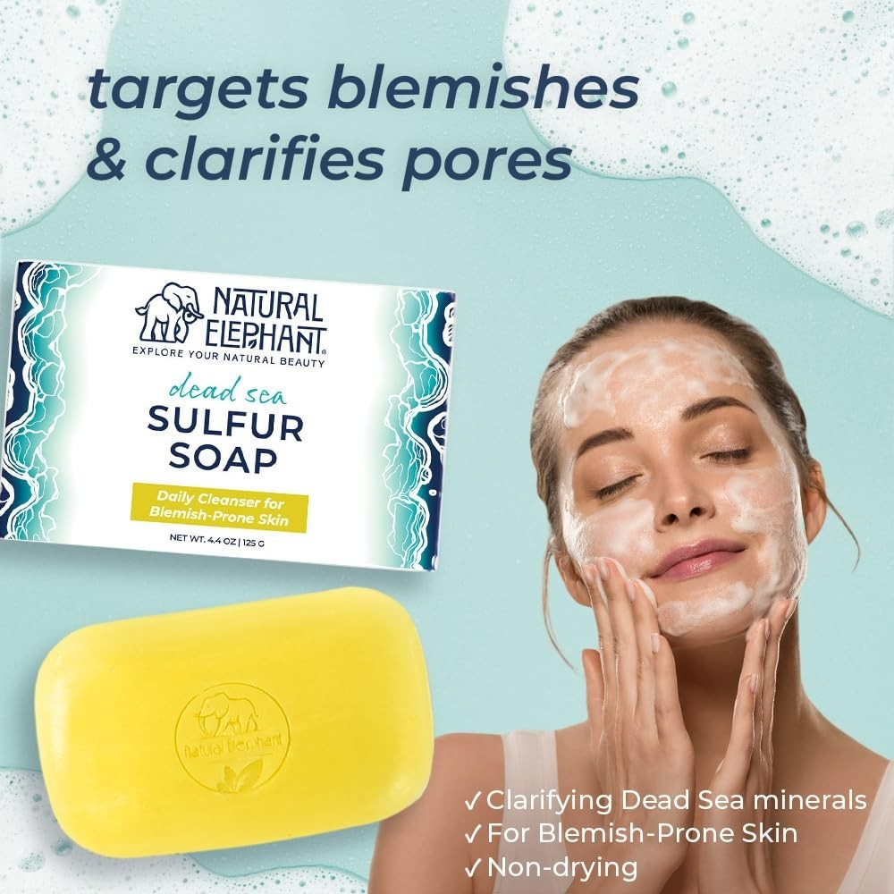 Enriched Dead Sea Sulfur Soap for Clear Skin – Natural 4.4 oz Bar with Aloe Vera