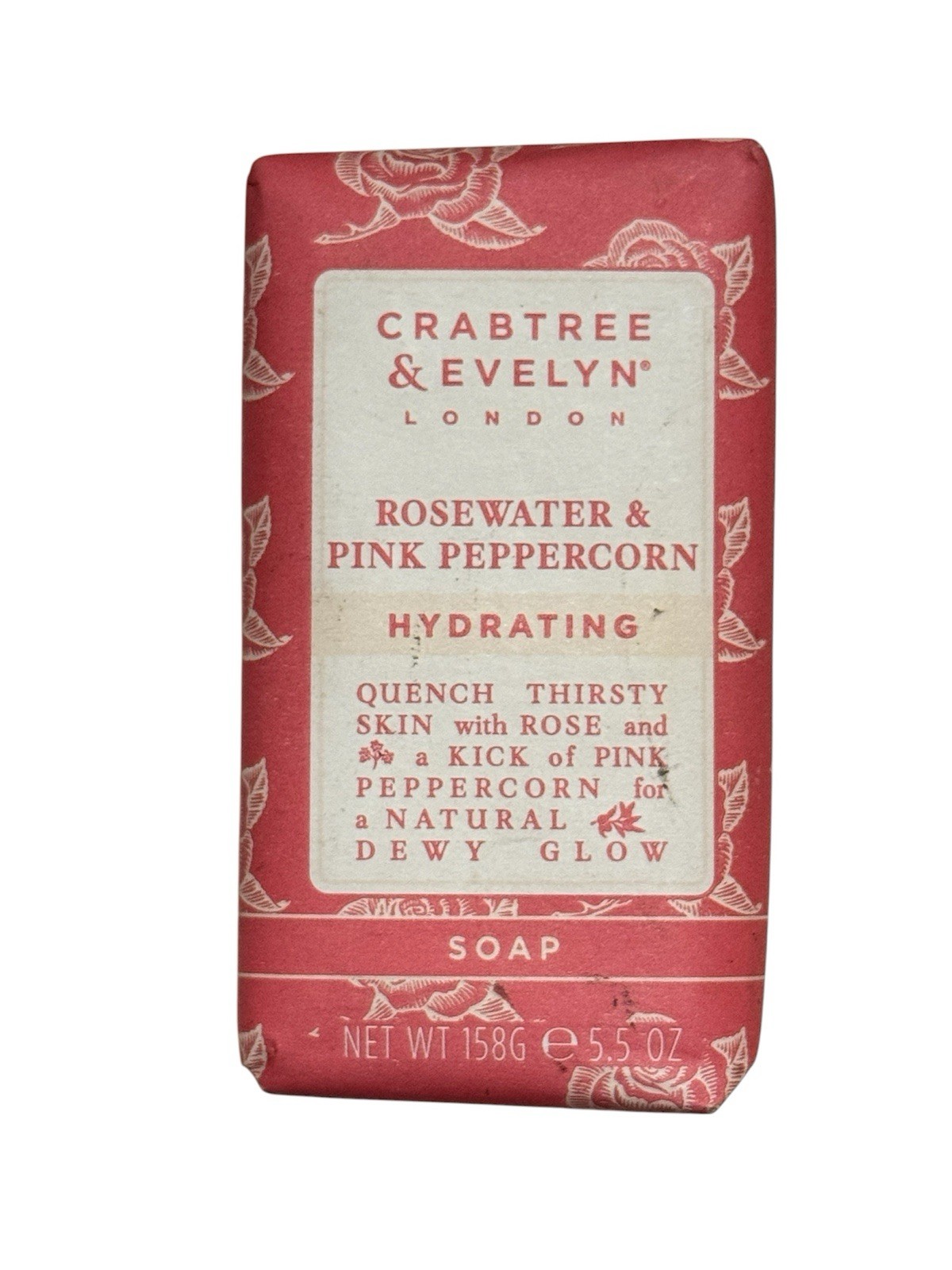 Crabtree & Evelyn London Rosewater & Pink Peppercorn Hydrating Bar Soap 5.5 oz