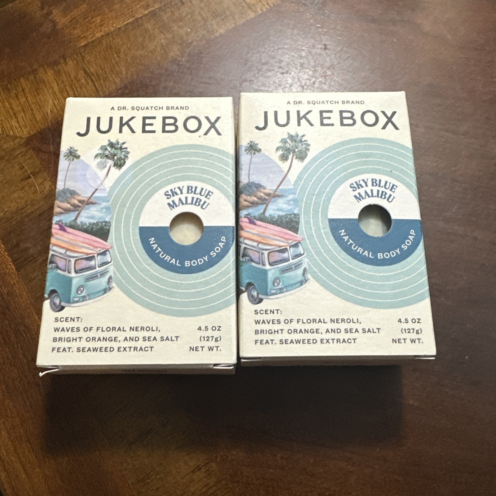 2-Pack Jukebox Sky Blue Malibu Natural Bar Soap 4.5oz By Dr. Squatch