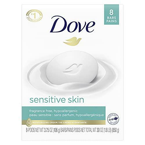 Dove Beauty Bar More Moisturizing Than Bar Soap for Softer Skin, Fragrance Free,