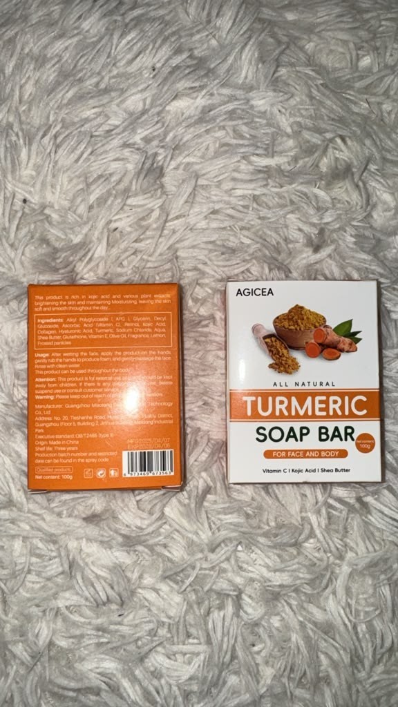 2 Pack AGICEA Turmeric Soap Bar for Face & Body Vitamin C Kojic Acid 100g Each
