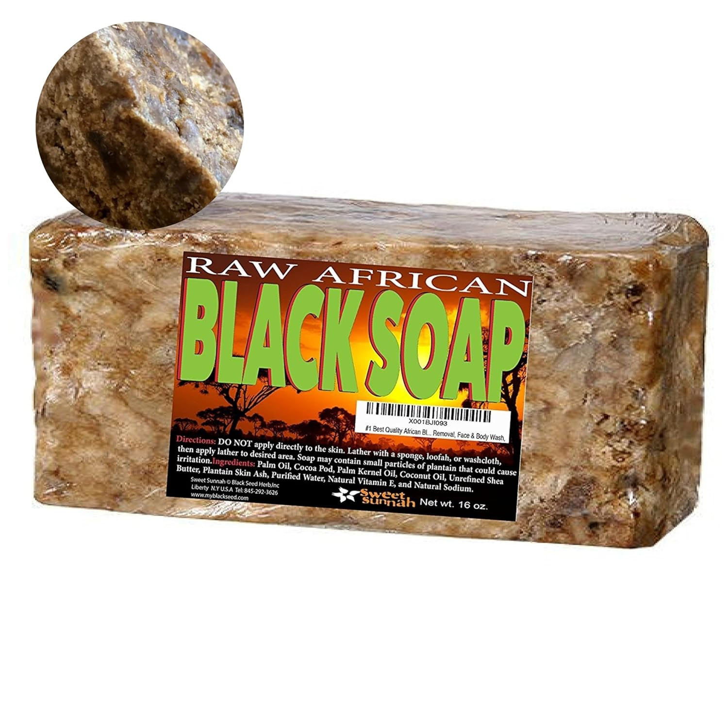 Premium African Black Soap – Pure 1 Pound Bulk. Raw Organic Soap for Acne, Dr…