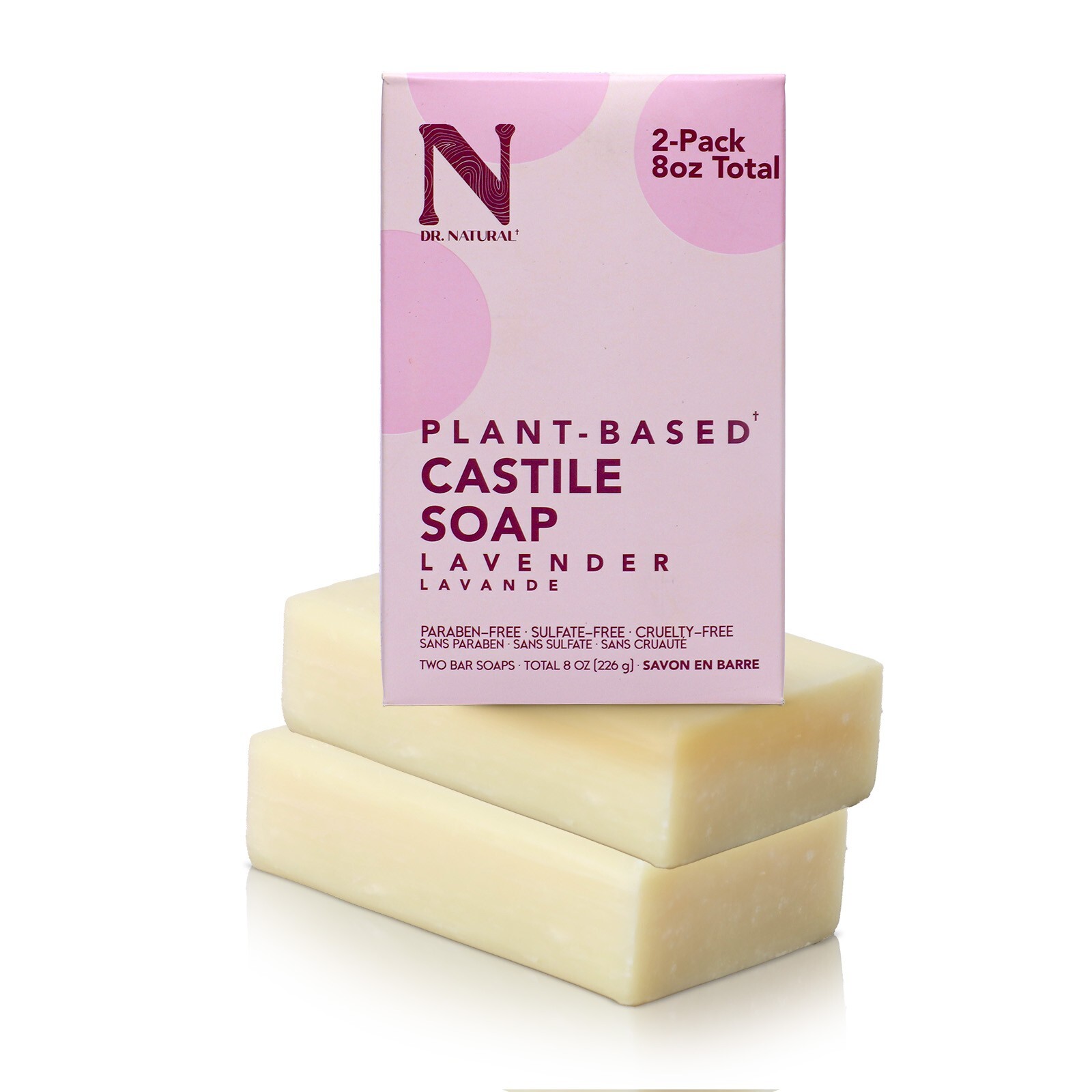 Dr. Natural Castile Bar Soap – Lavender – For Unisex – 2 x 8 Oz Soap New In Box
