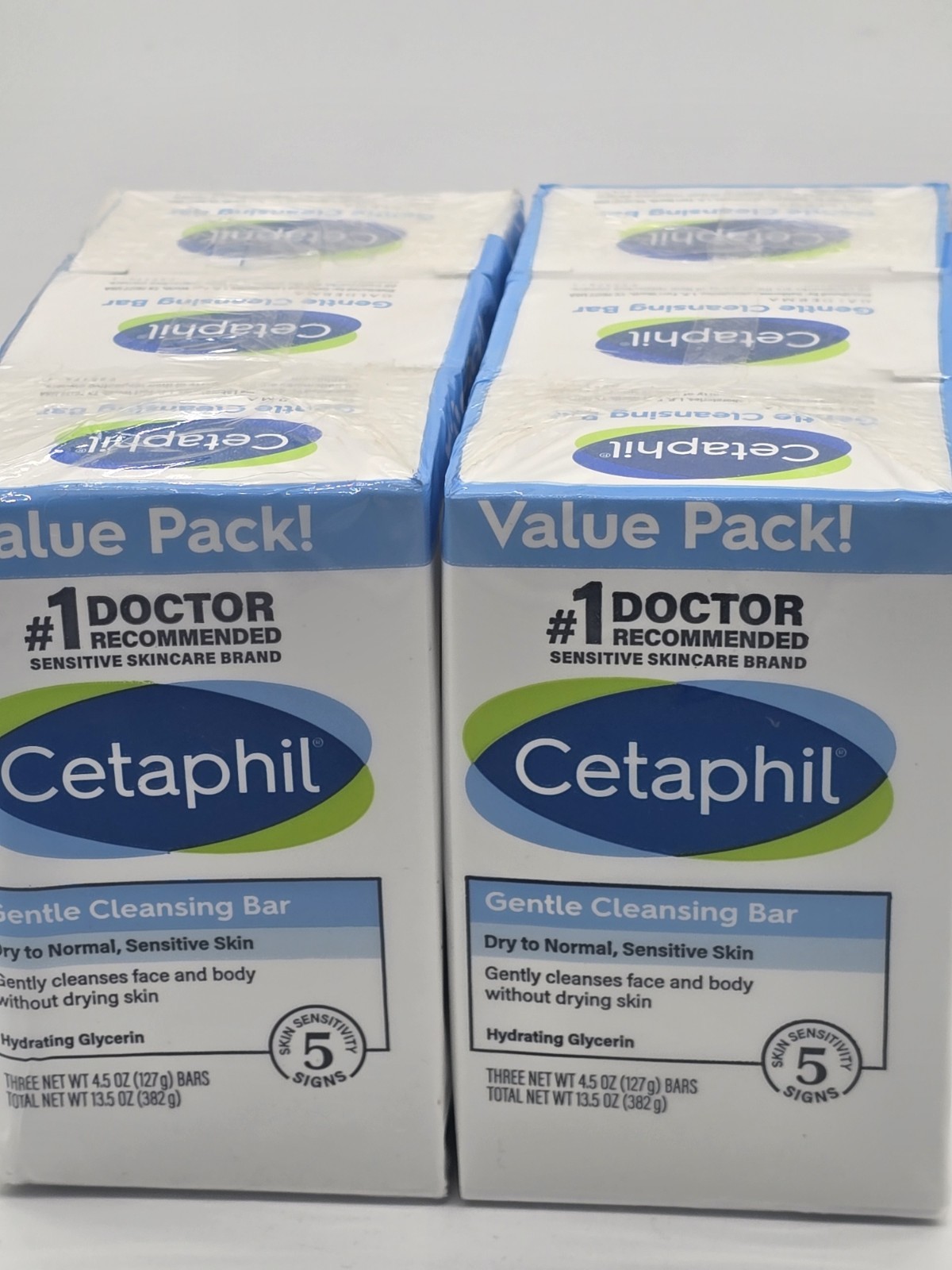 2x VALUE PK Cetaphil GENTLE CLEANSING BAR 4.5oz Dry Sensitive Skin = 6 bars