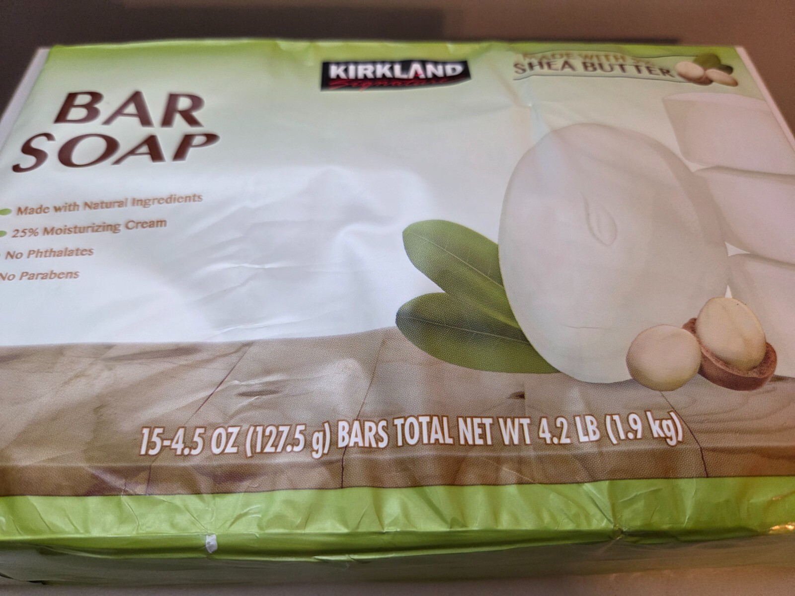 Kirkland Signature 15 Pack Shea Butter Bar Soap -15 Full Size Bars 4.5 oz each