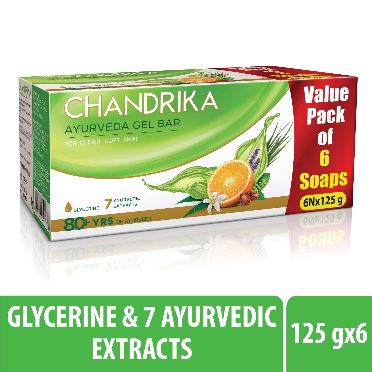 Chandrika Ayurveda Gel Bar For Moisturise Skin 125gm Each Set Of 6