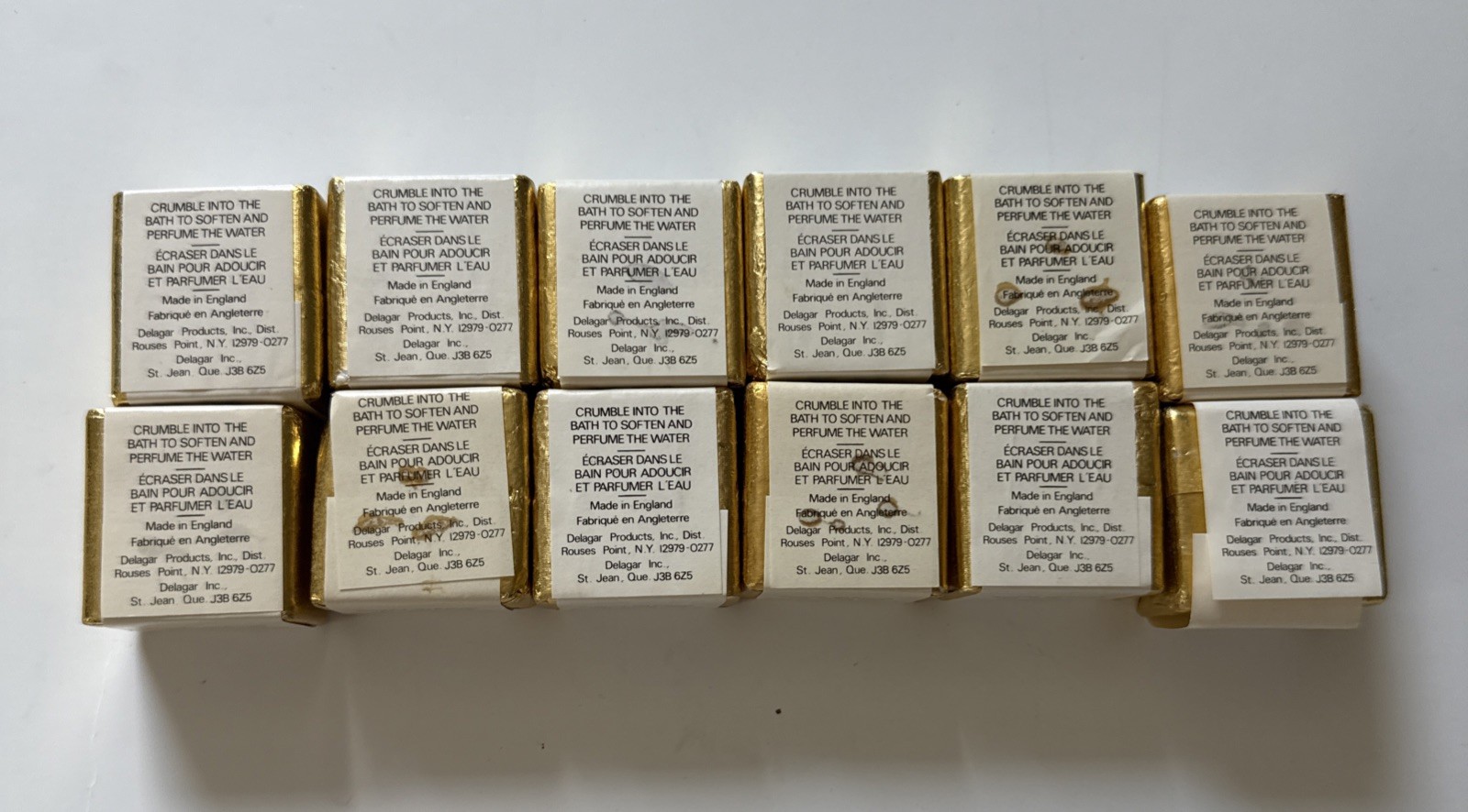 12 Vtg Delagar English Country Floral Bath Cube Gardenia Lavender Violet Rose