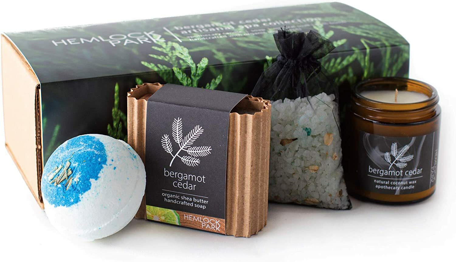 Hemlock Park BERGAMOT CEDAR Artisanal Spa Collection – Candle, Soap, Salt, Bomb