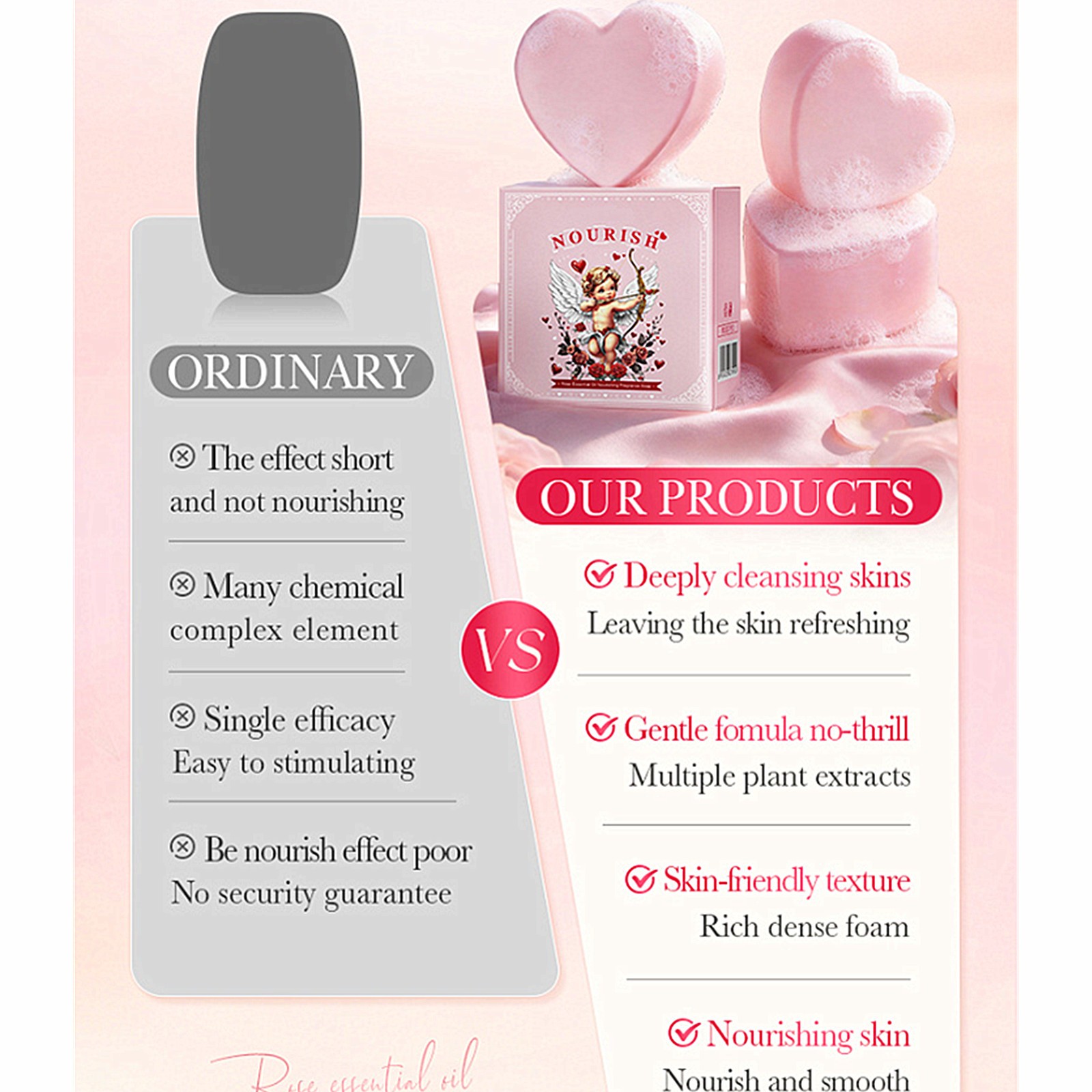 Women With Foaming Net Oil Control 100g Moisturizing Rose Essential Oil Soap