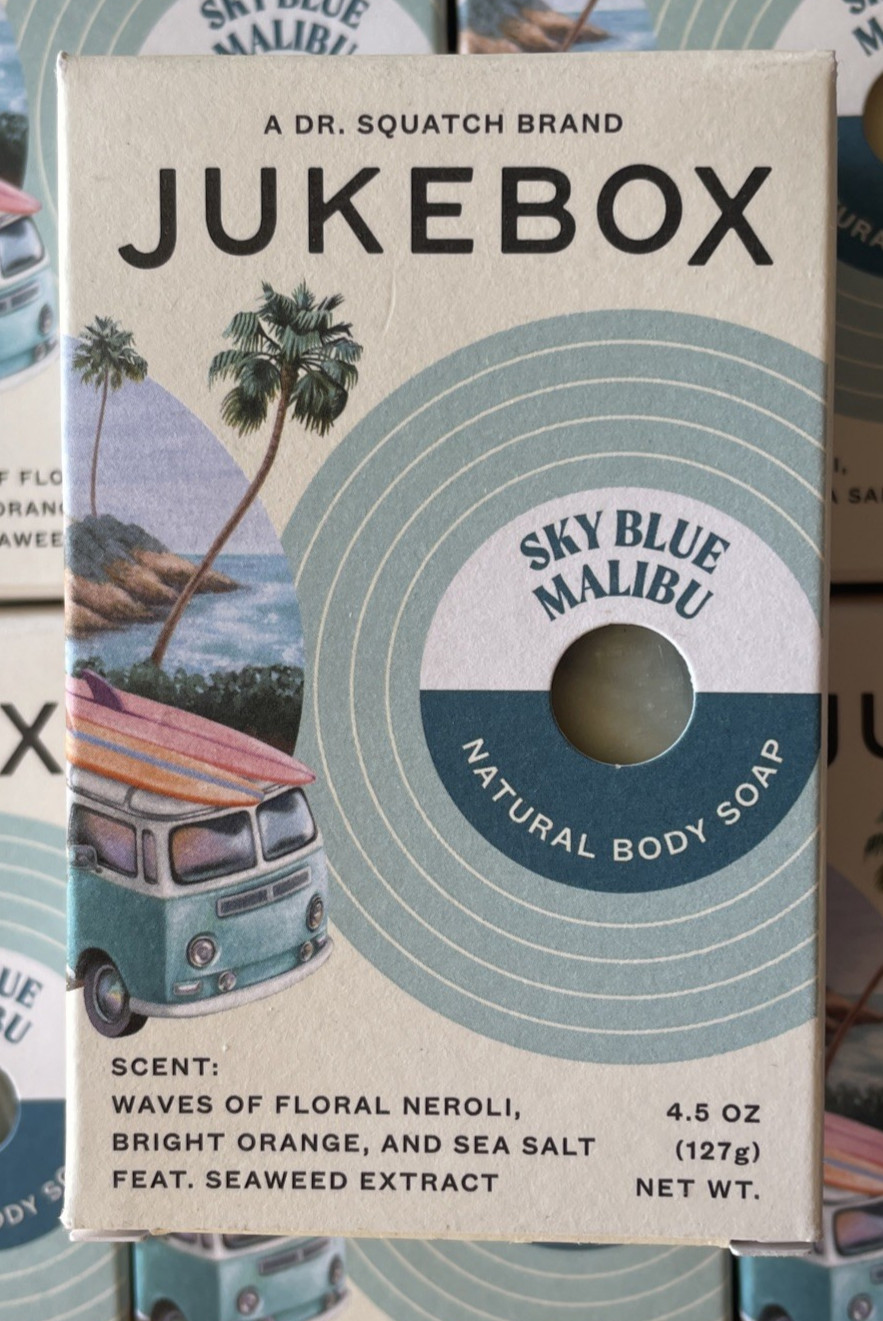 7 Dr. Squatch Jukebox Sky Blue Malibu Neroli Orange Sea Salt Bar No Scrub 4.5oz.