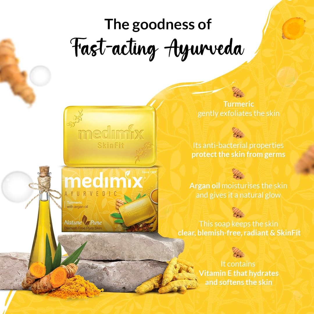 Ayurvedic Turmeric & Argan Oil Bathing Soap, 125Gm (4+1 Offer Pack)