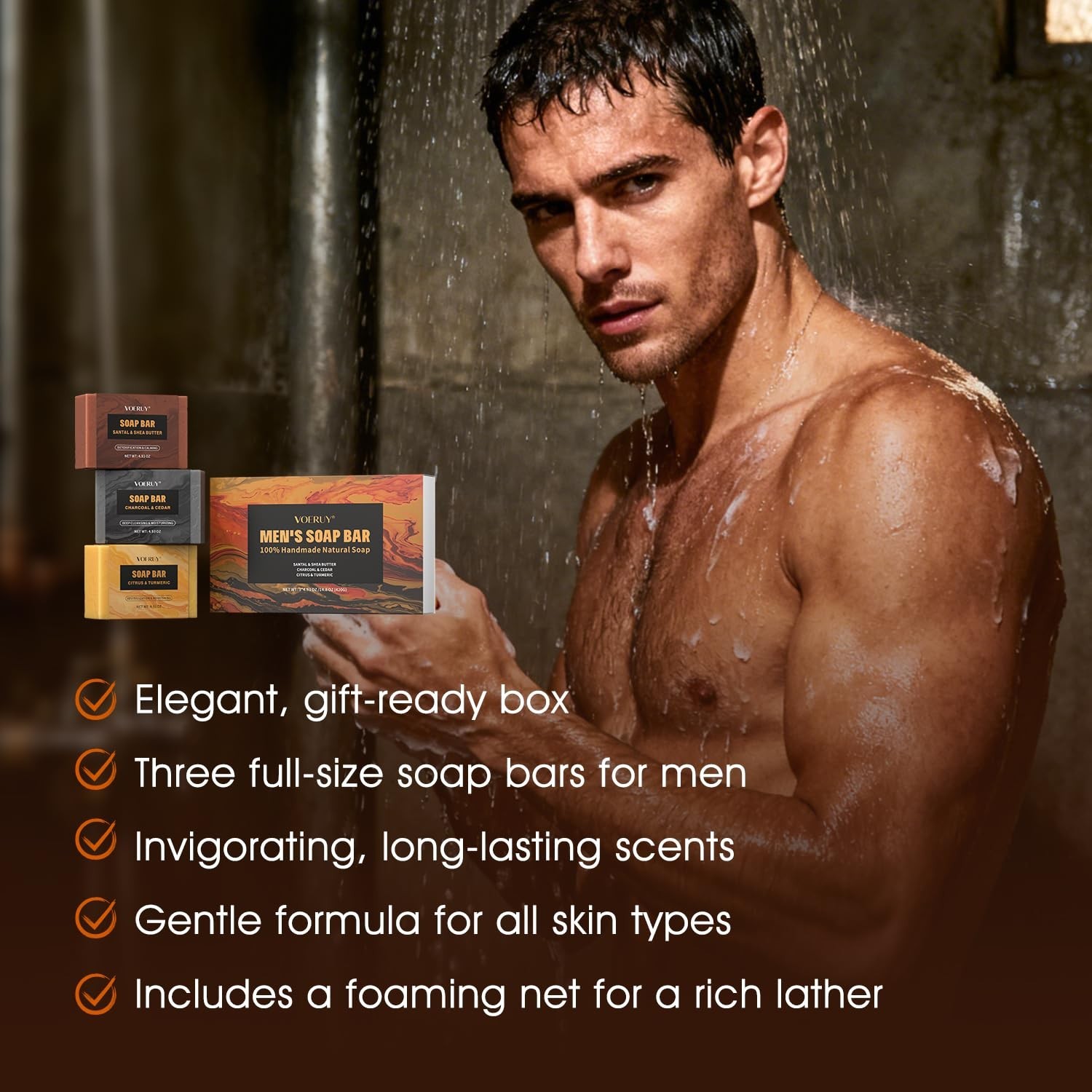 Mens Bar Soap, Natural Handmade Mens Soaps for Face, Body, Hands & Shave, Dee…