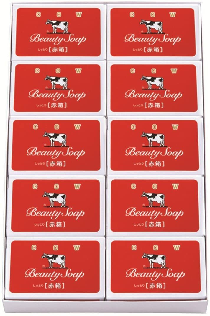 Cow Brand Red Box, 10 Packs Beauty Soap, Milk, from JAPAN