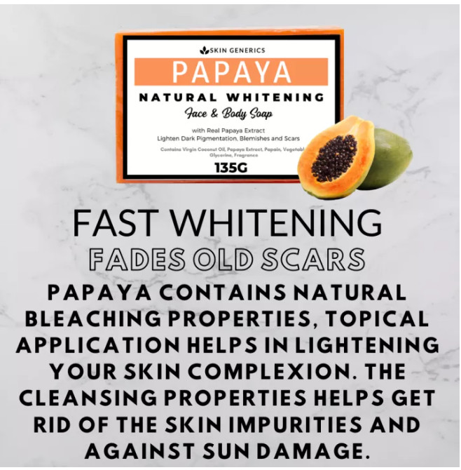 Skin Generics ORANGE PAPAYA Natural Whitening Face & Body Soap 135g