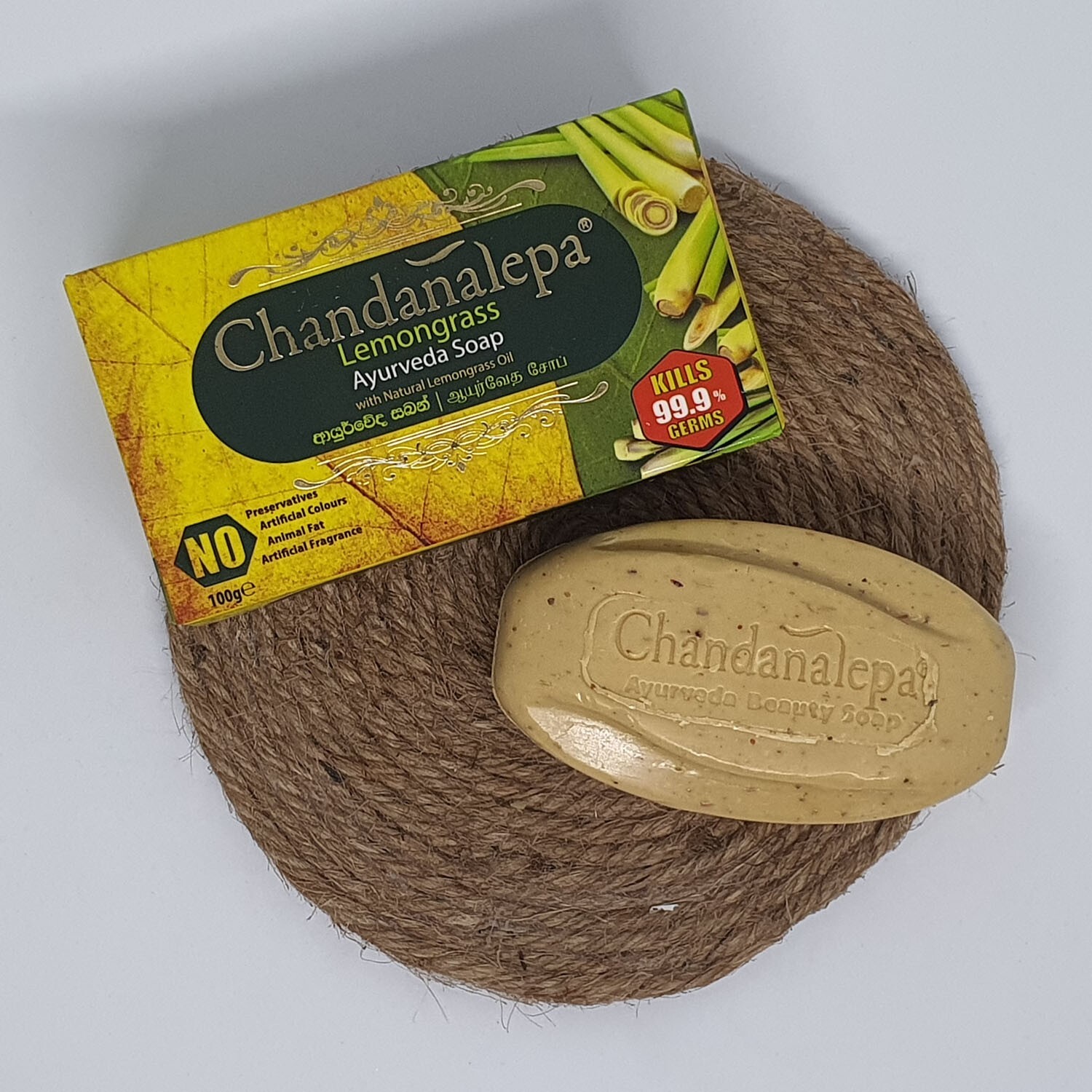 Chandanalepa Lemongrass Ayurveda Herbal Beauty Soap Clean Healthy Body Skin 5pcs