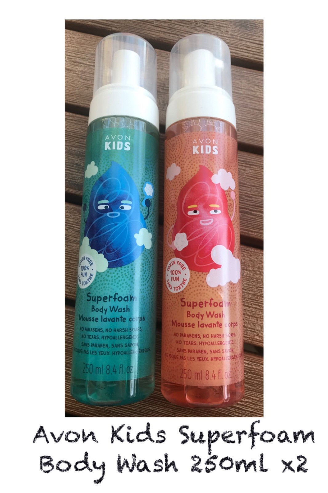 Avon Kids Superfoam Sea Body Wash 250ml X2. Sea splash And Apple Burst