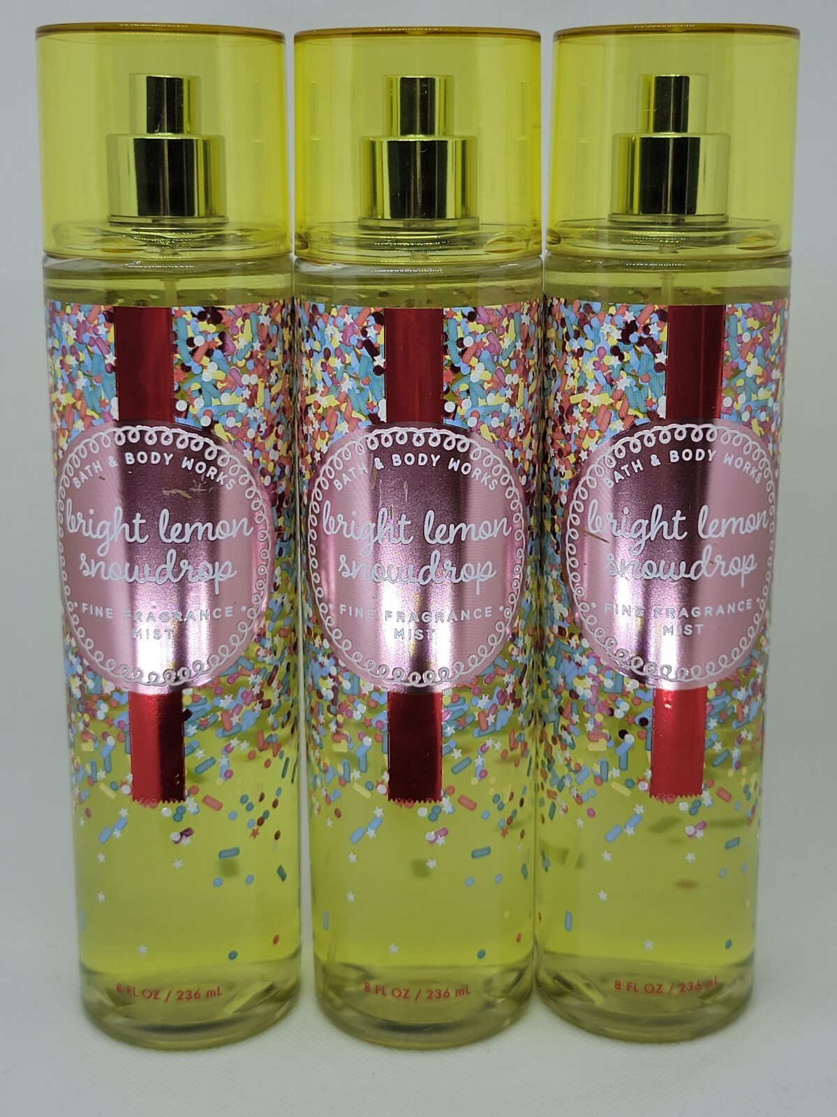 Bath Body Works Bright Lemon Snowdrop Fine Fragrance Mist x3 – scratched bottles