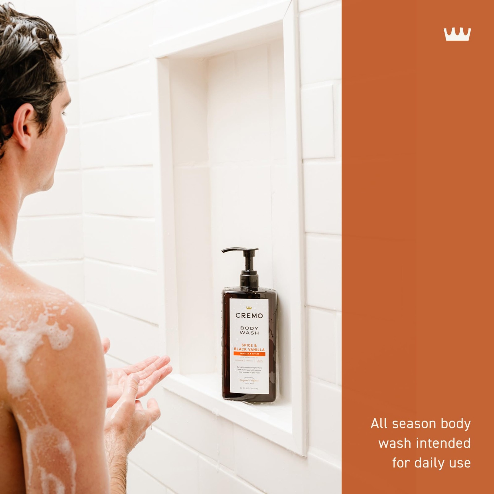 Cremo Rich-Lathering Spice & Black Vanilla Body Wash for 32 Fl Oz (Pack of 1)