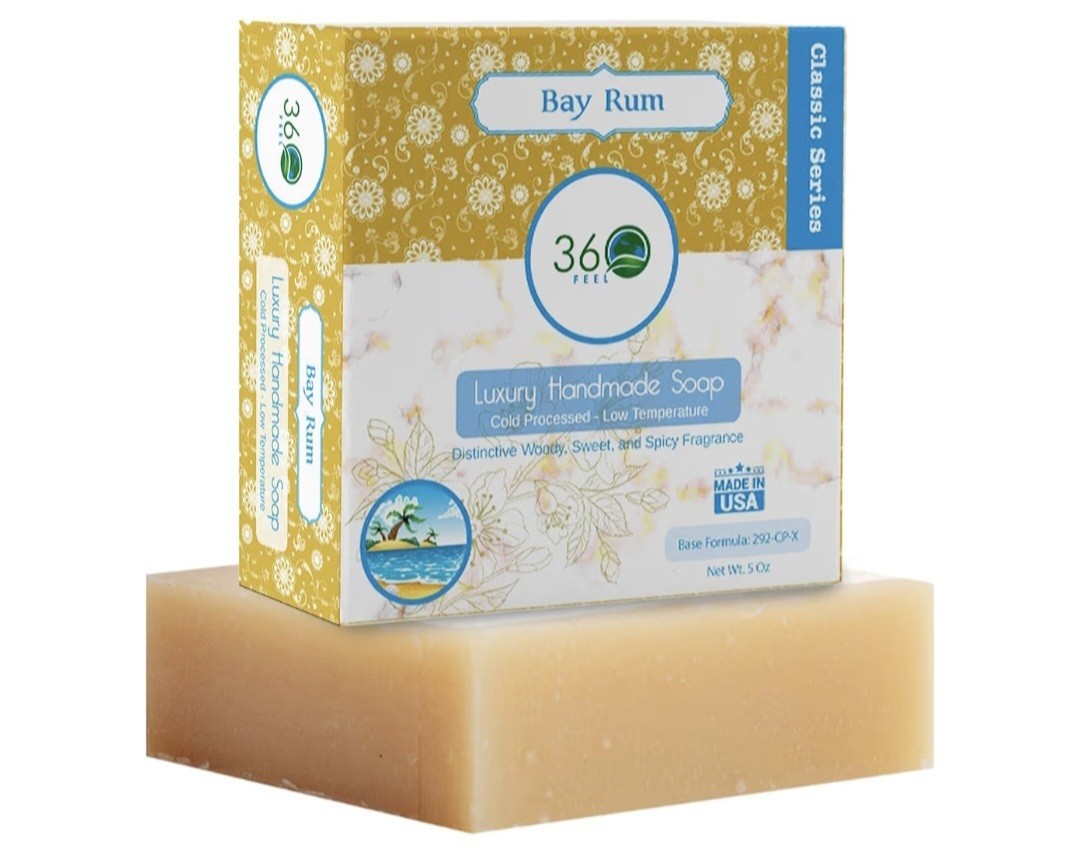 4pk – 360 Feel Bay Rum Bar Soap Handmade All-Natural USA Made 5oz Each New