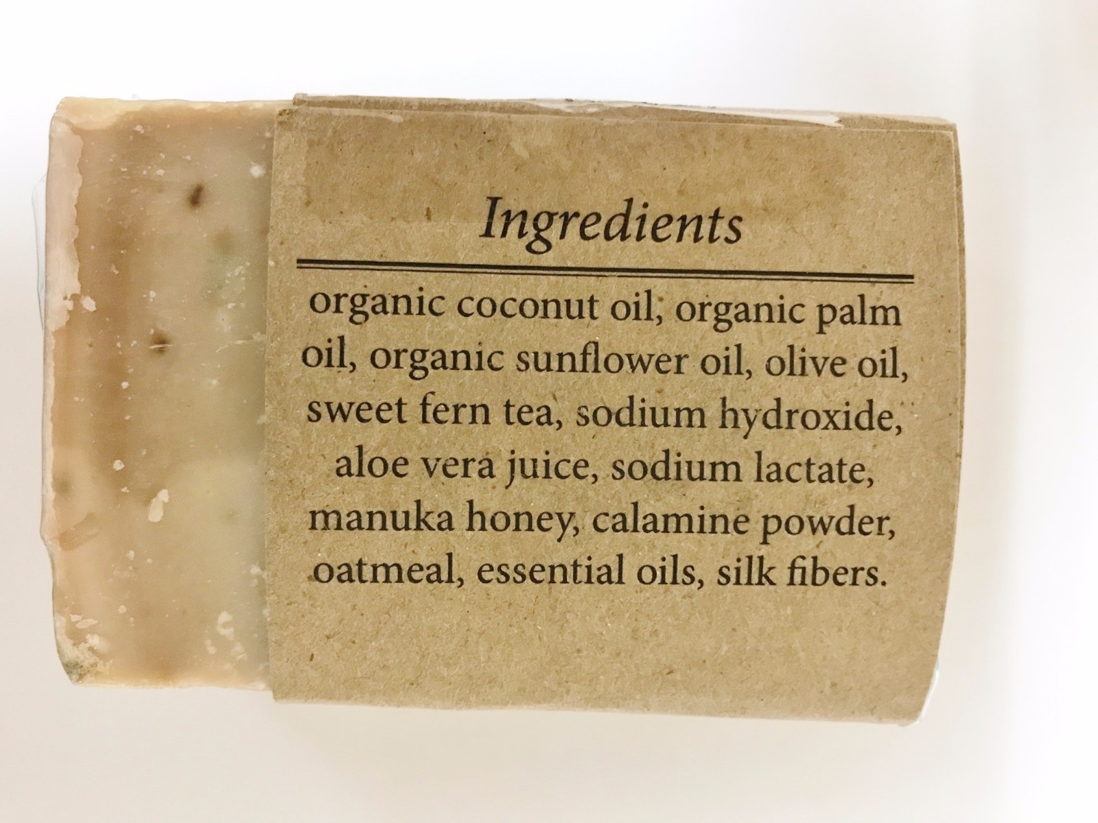 POISON IVY SOAP sweet fern calamine organic coconut palm sunflower olive bar