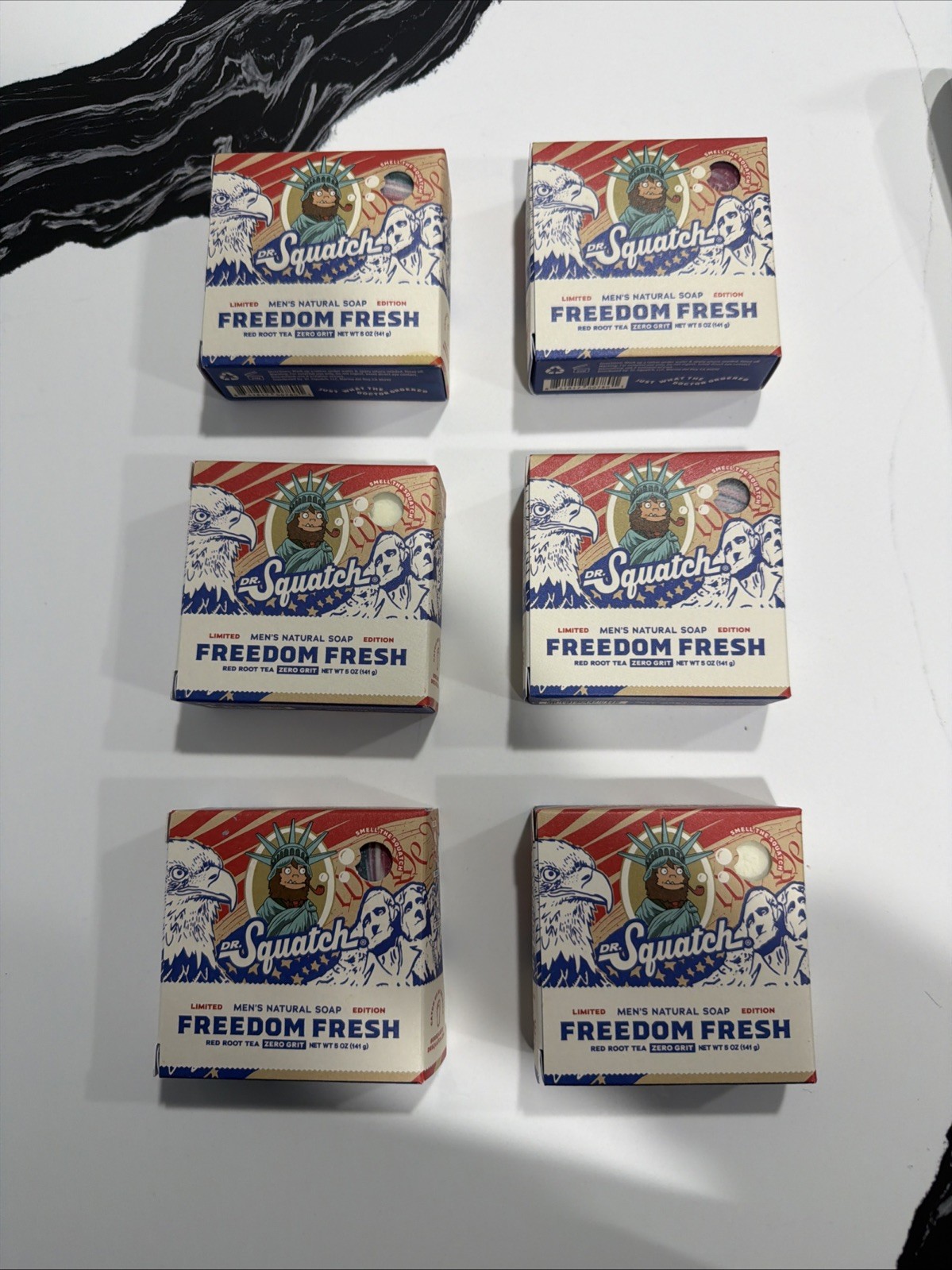 LOT OF SIX (6) – Dr. Squatch Freedom Fresh Limited Edition Bar Soap – 5oz.