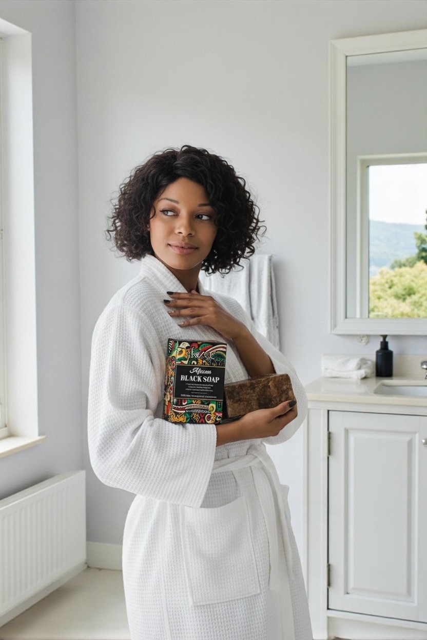African Organic Black Soap Natural Handmade Shea Soap for Acne Dark Spots