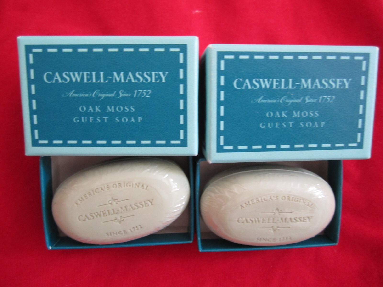 CASWELL MASSEY OAK MOSS GUEST SOAPS X 2 NEW in BOXES OLD STOCK 1.5oz each