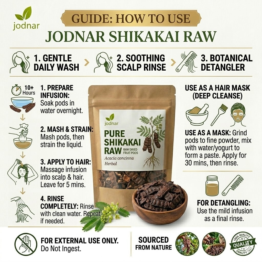 Jodnar Pure Shikakai Raw Pods 100g Natural Acacia Concinna Soap Pod Hair Wash