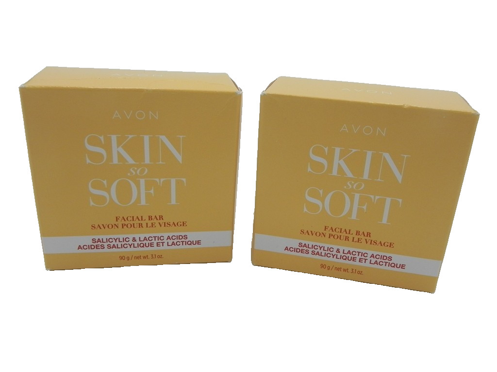 Avon Skin So Soft Facial Bar, LOT OF 2, Salicylic & Lactic Acids, 3.1 oz. New