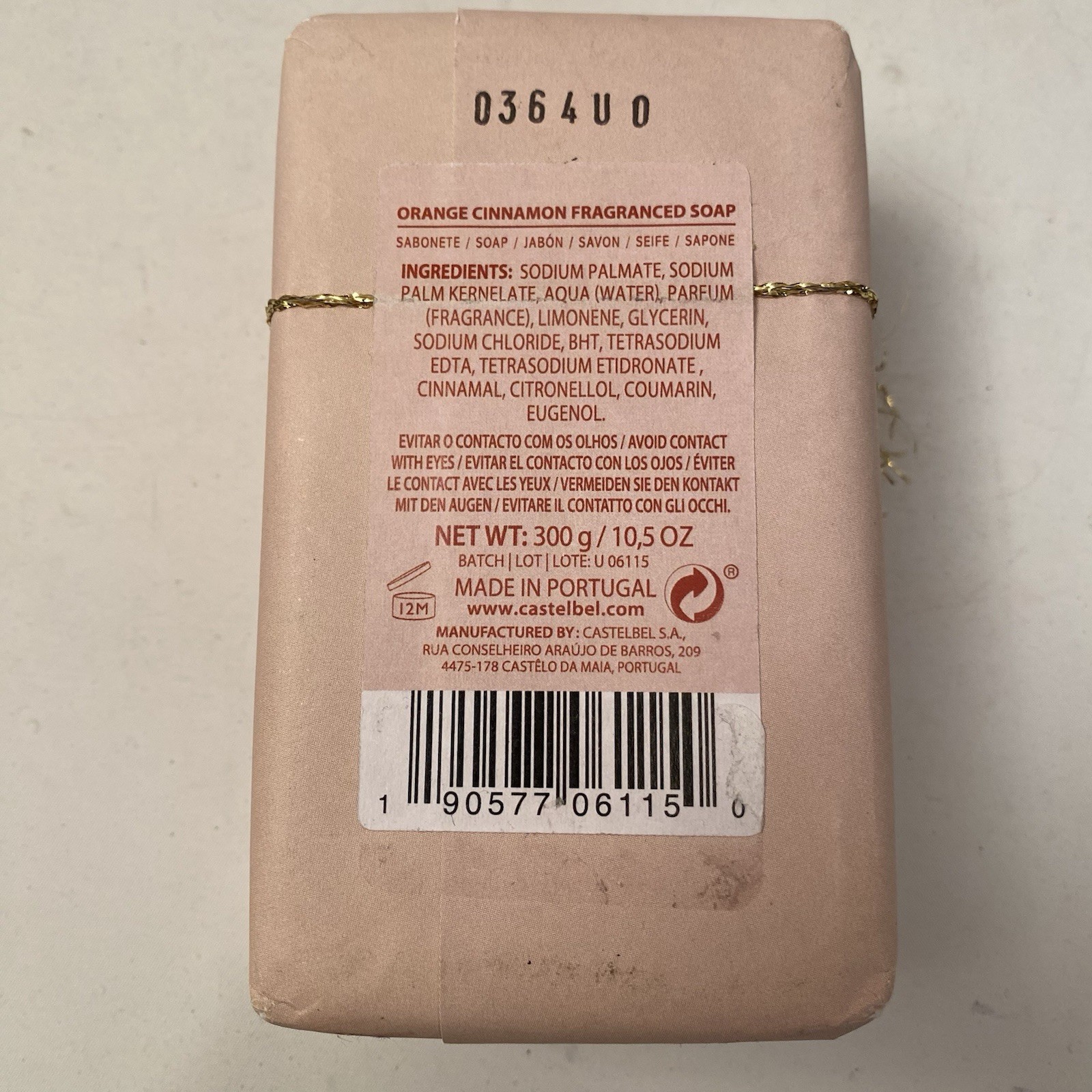 Castebel Orange Cinnamon Fragrance Bar Soap Portugal 10.5 Oz 300 G Scented New