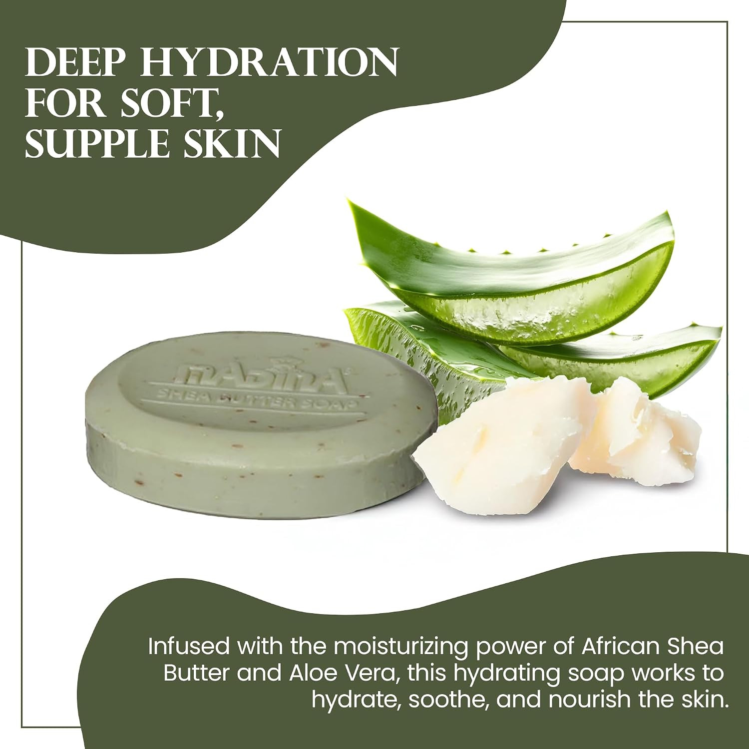 African Black Soap Bar – Shea Butter, Aloe Vera, Moisturizing, Gentle Exfoliatin