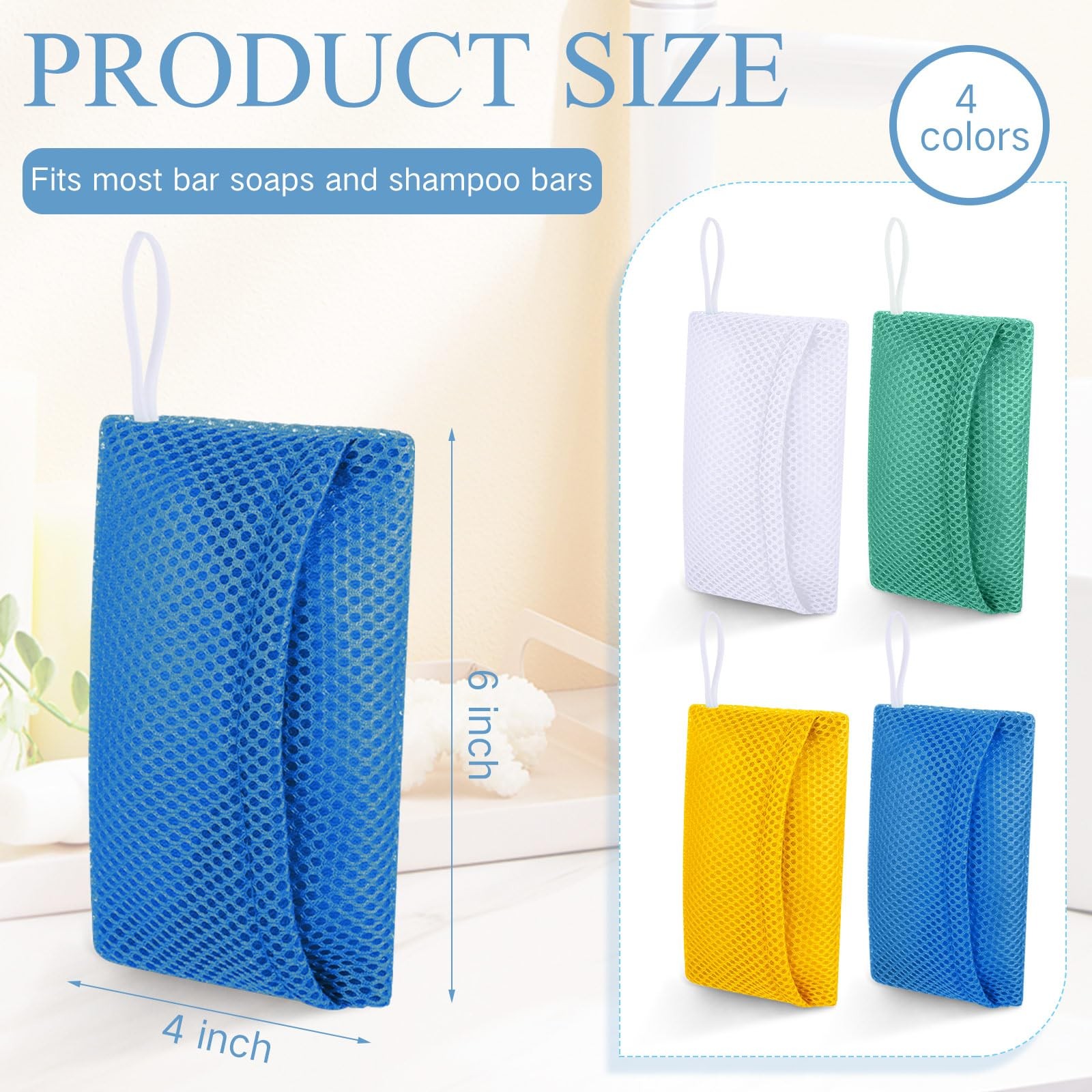 Sunnyray 4 Pieces Soap Saver Pouch for Bar 1 Count (Pack of 4), Multicolor